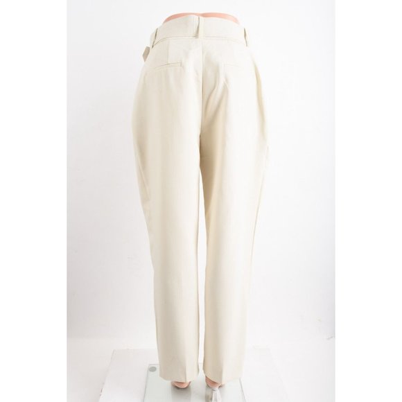 Zara High Waisted Belted Ankle Pants Trousers L Ivory Ecru 1478/430 - Picture 4 of 6